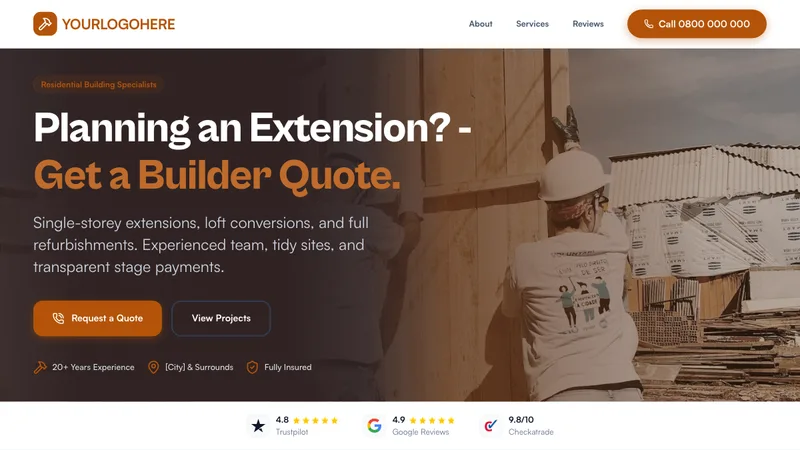 Oakline Builders desktop template preview