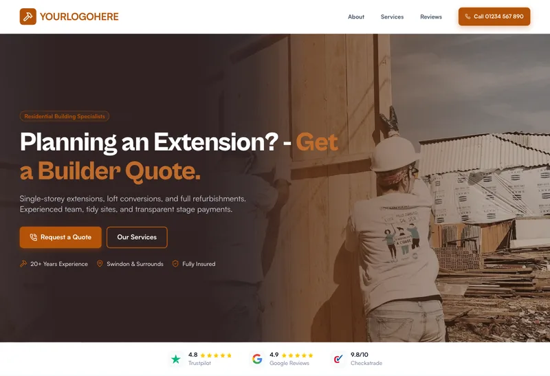 Oakline Builders desktop template preview