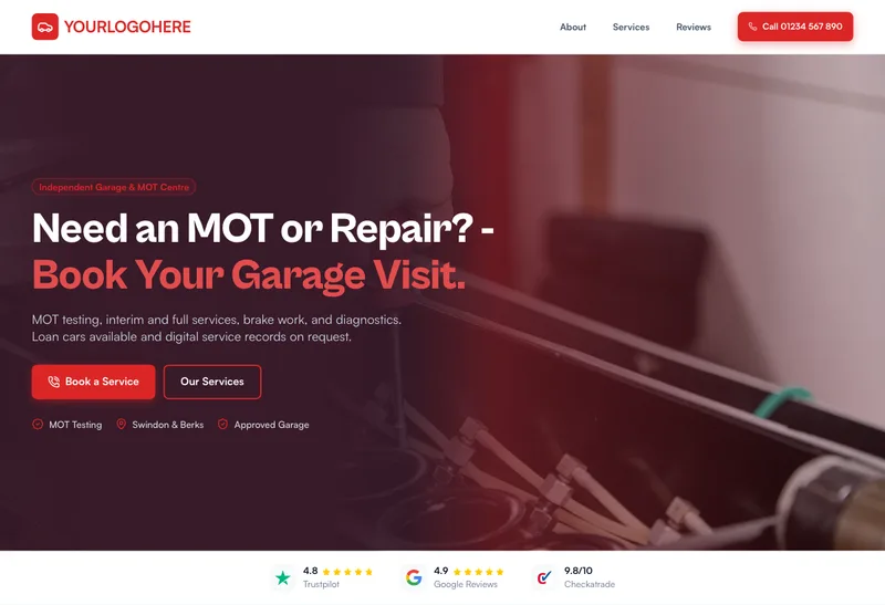 Parkside Auto Services desktop template preview