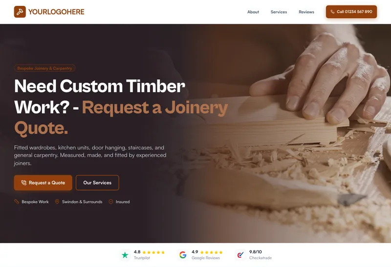 Oakline Joinery desktop template preview