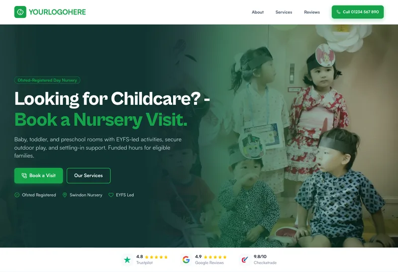 Little Oaks Nursery desktop template preview