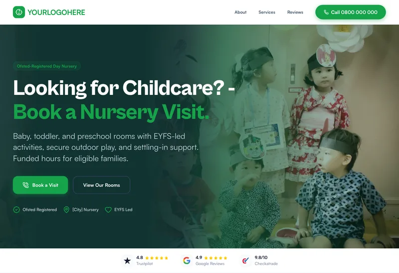 Little Oaks Nursery desktop template preview