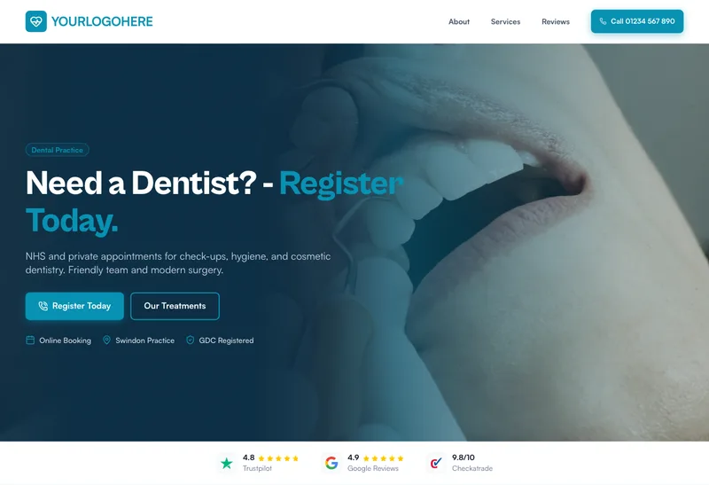 Oak Dental Practice desktop template preview