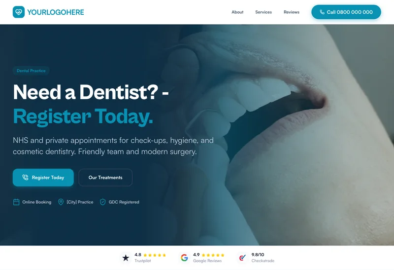 Oak Dental Practice desktop template preview