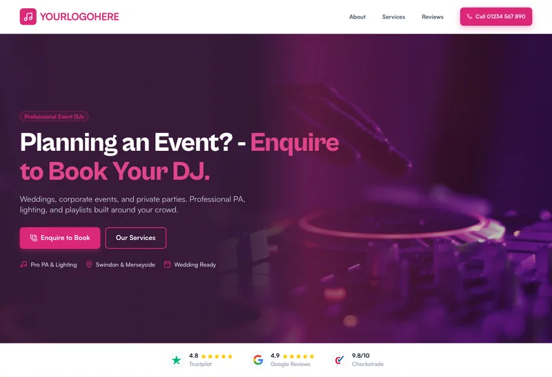 Mersey Beats Entertainment desktop template preview