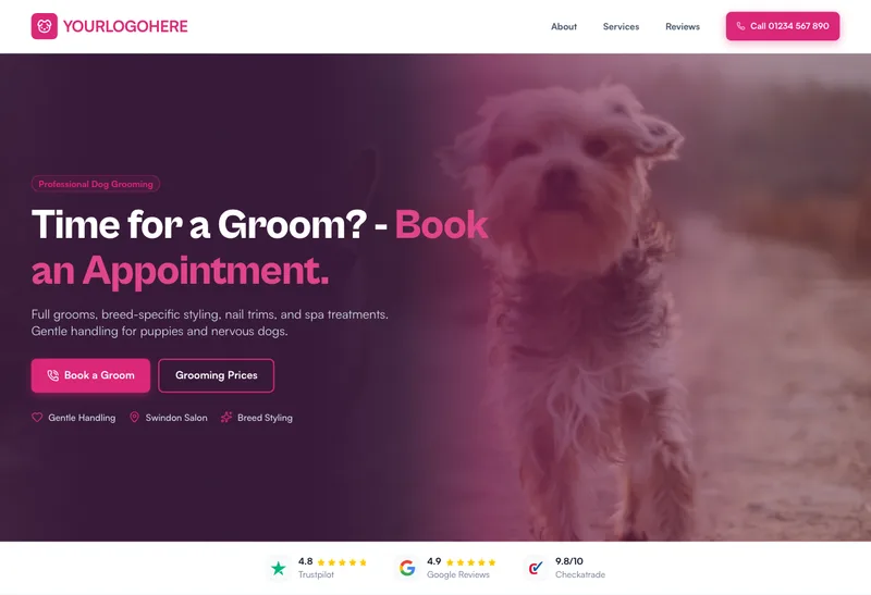 Paws & Polish Grooming desktop template preview