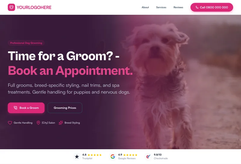 Paws & Polish Grooming desktop template preview