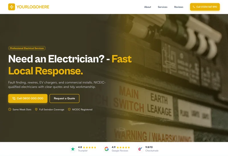 Bright Spark Electrical desktop template preview