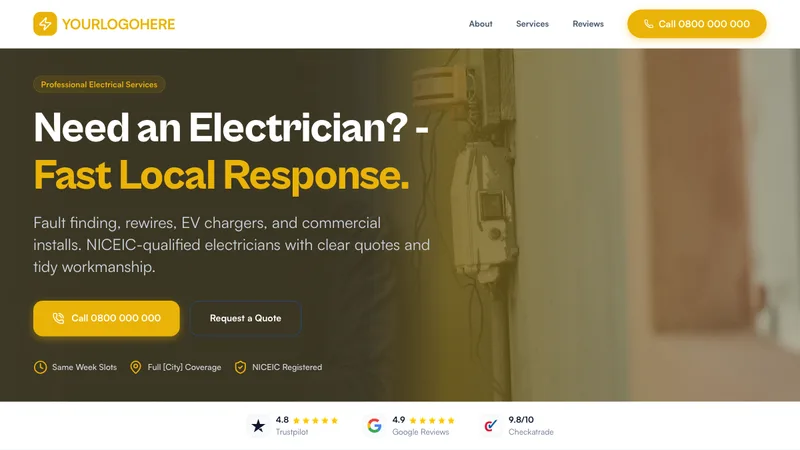 Bright Spark Electrical desktop template preview