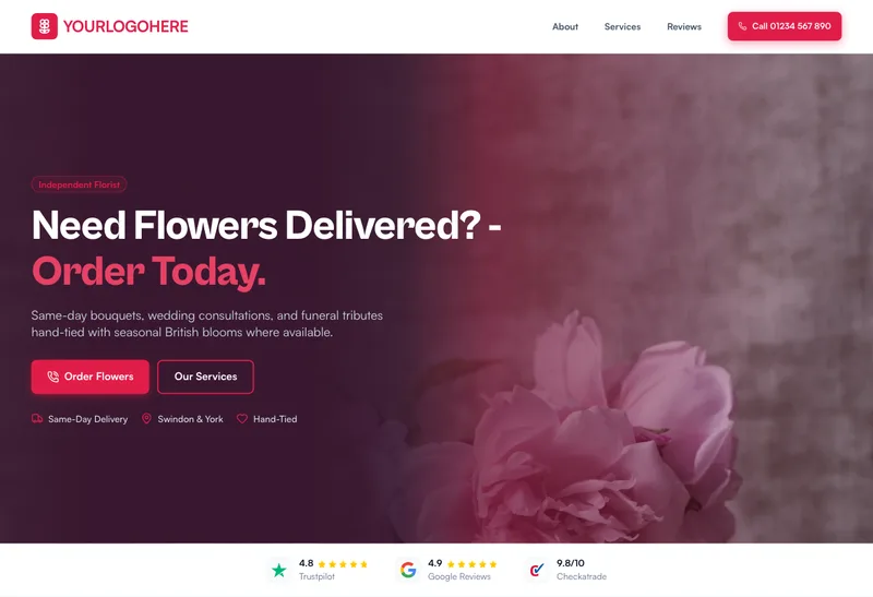 Petals & Stem Florist desktop template preview