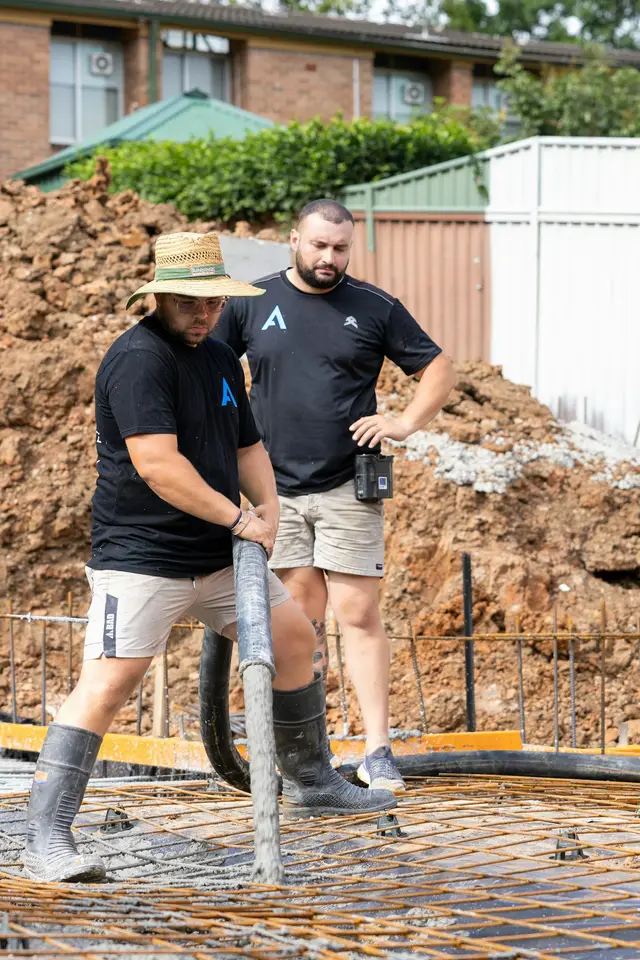 Concrete foundation pour on site