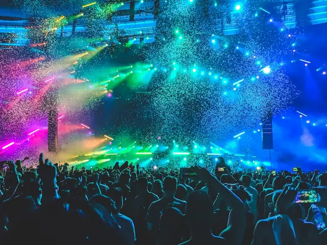 Festival lights and dancefloor atmosphere