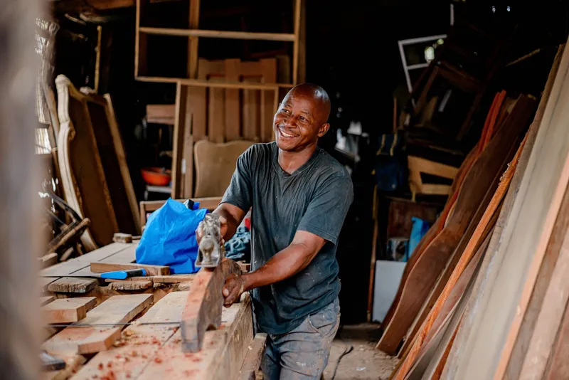 Craftsman working on a timber project