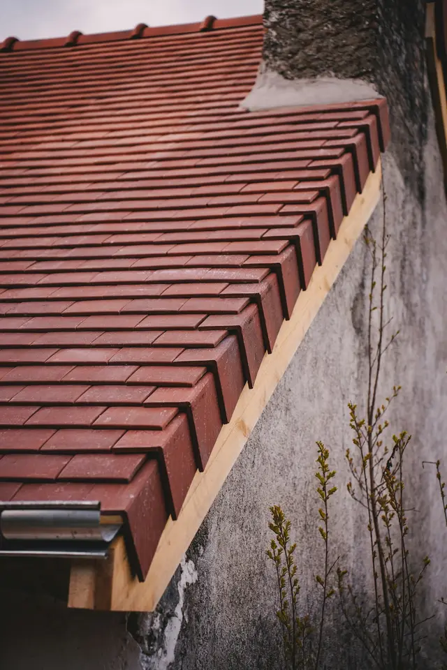 Newly tiled roof with guttering
