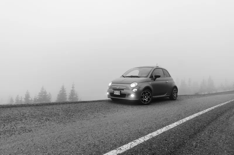 Small learner car on a quiet road