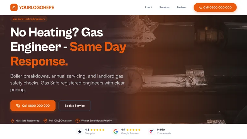 WarmFlow Heating desktop template preview