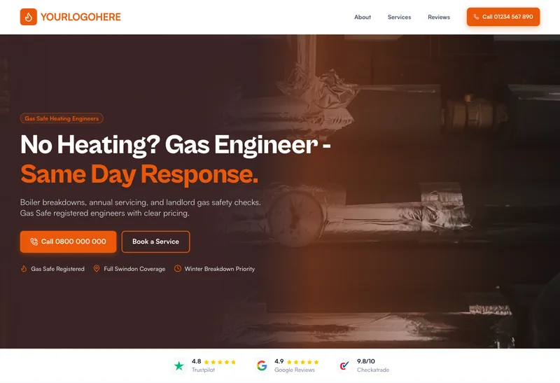 WarmFlow Heating desktop template preview