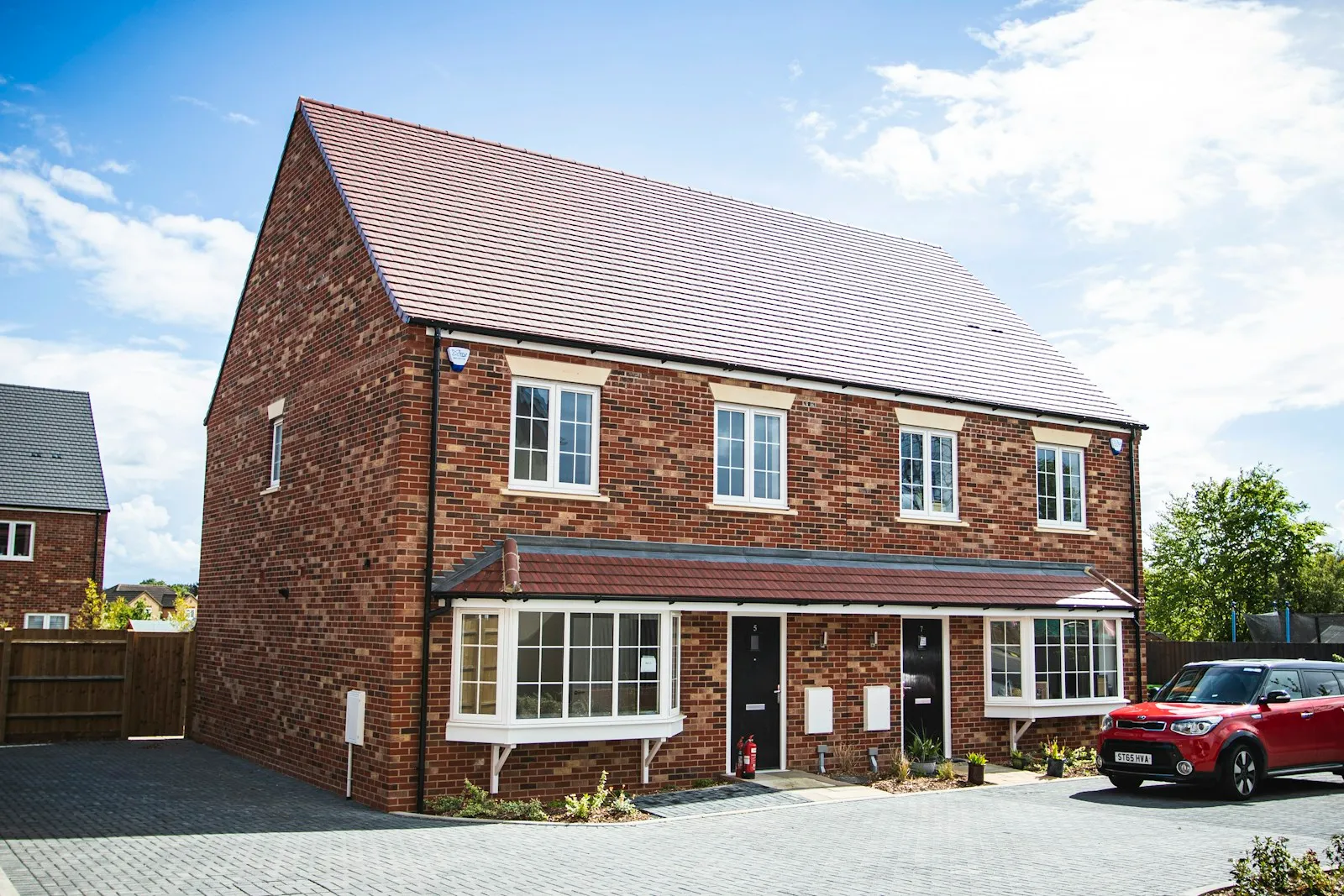 Red-brick semi-detached homes in the UK
