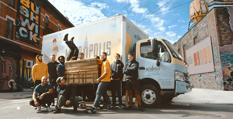 House removal team with van