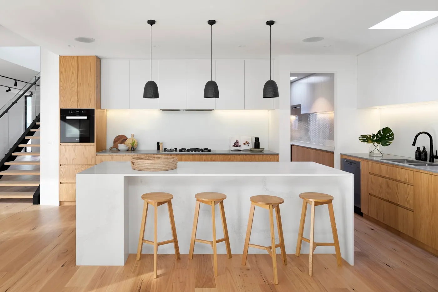 Modern fitted kitchen with island and cabinetry