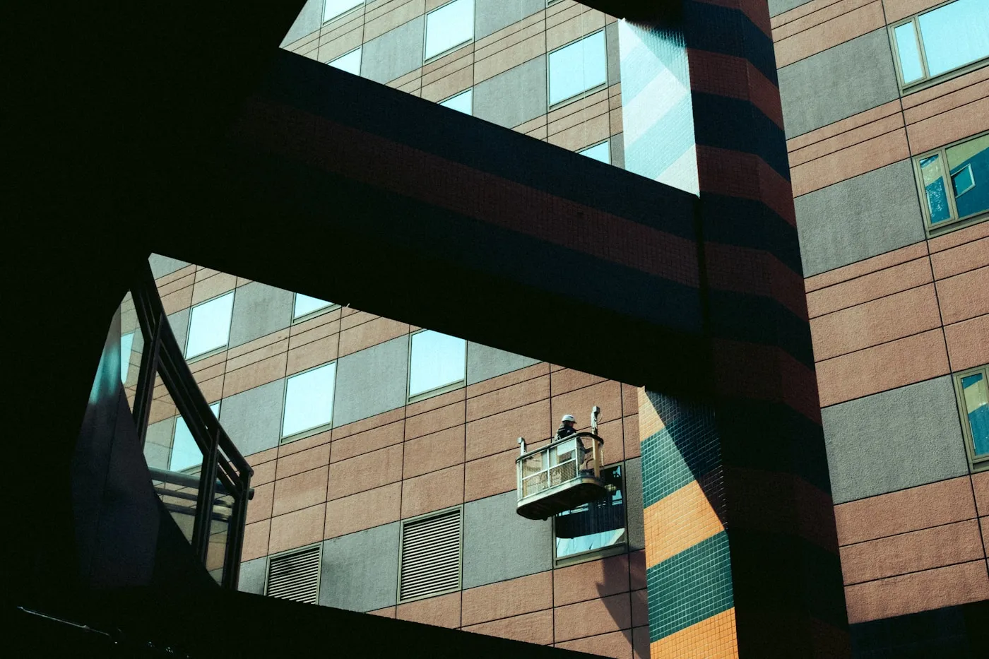 Window cleaner working on a residential property