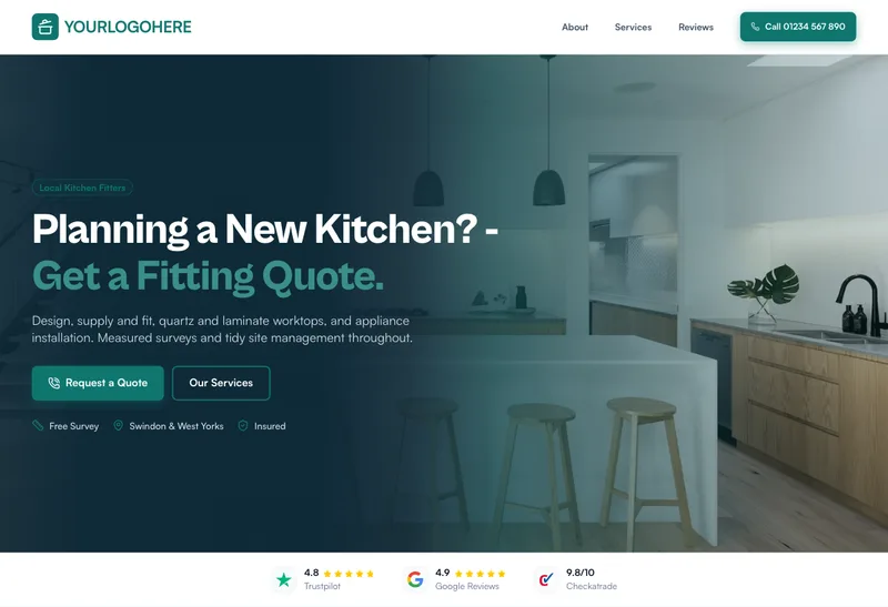 Airedale Kitchens desktop template preview