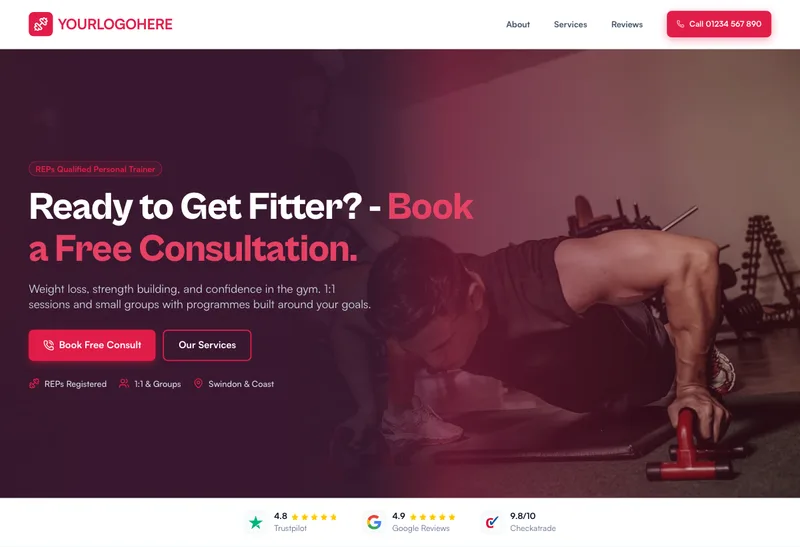 PeakForm PT desktop template preview