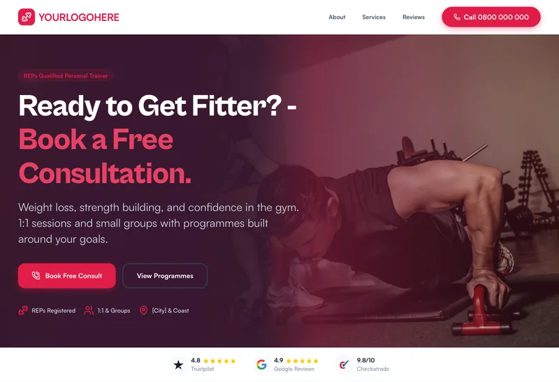 PeakForm PT desktop template preview