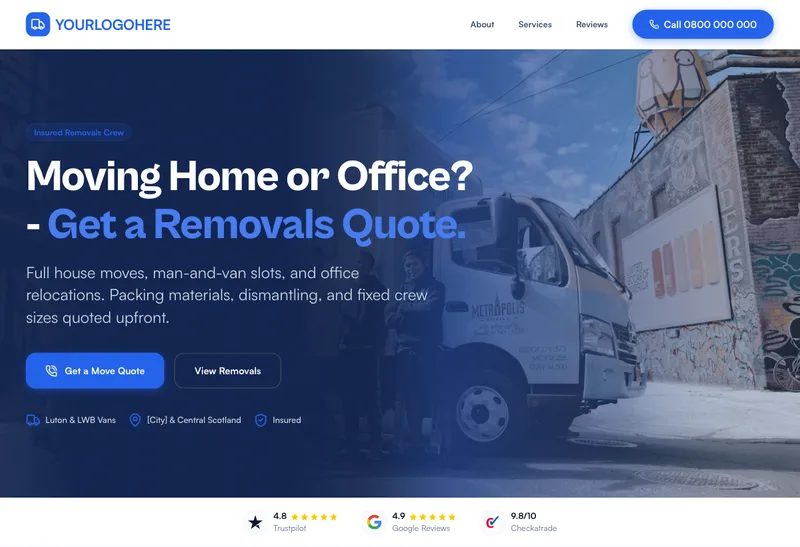 SwiftMove Removals desktop template preview
