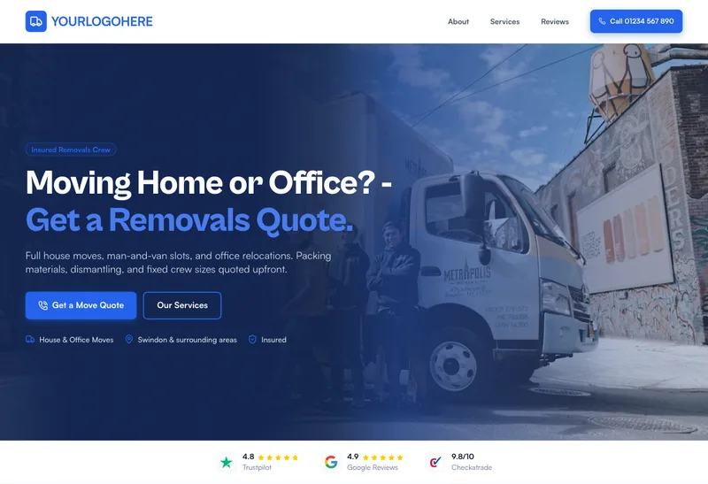 SwiftMove Removals desktop template preview