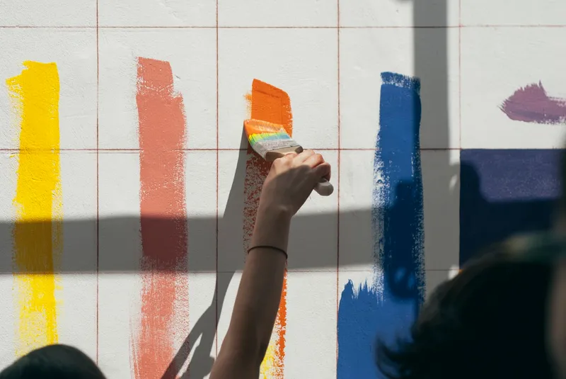Freshly painted interior wall