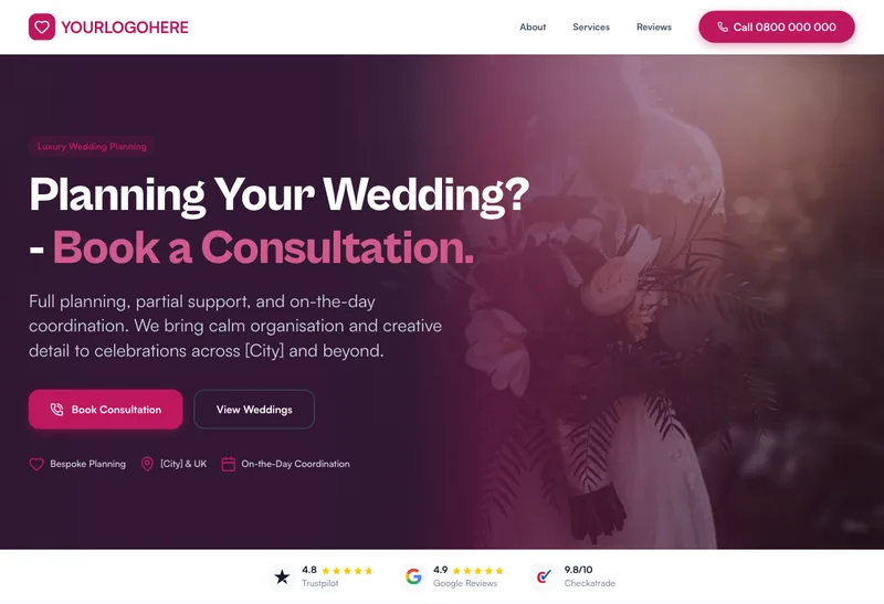 Everafter Events desktop template preview